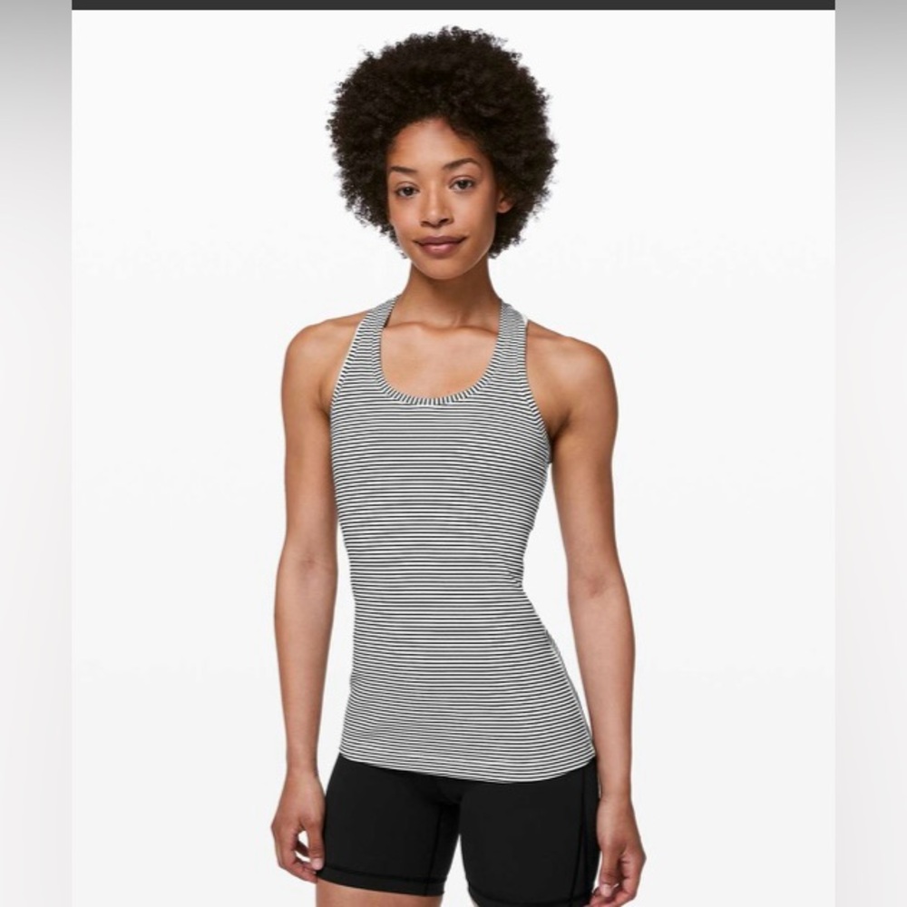 Lululemon Cool Racerback II Hyper Stripe White Black